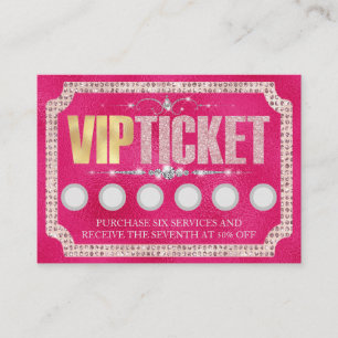 Visite Carte de fidélité client VIP rose Parties scintill