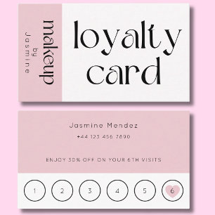 Visite Carte de fidélité cliente de maquillage rose poudr