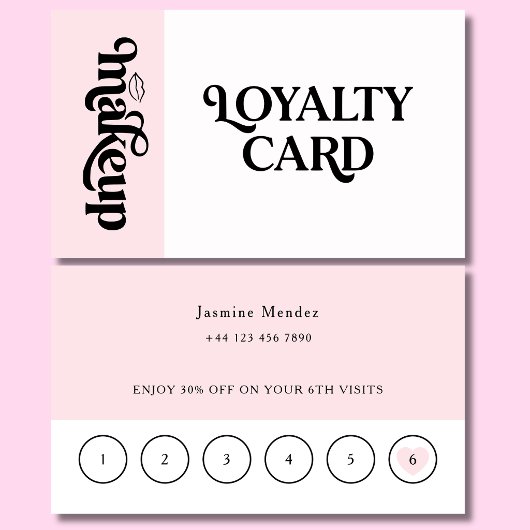 Visite Carte de fidélité cliente de maquillage rose tendr