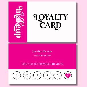 Visite Carte de fidélité clientèle Maquillage Rose Chaud