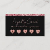 Visite Carte de fidélité Coeurs rayonnants roses (Devant)