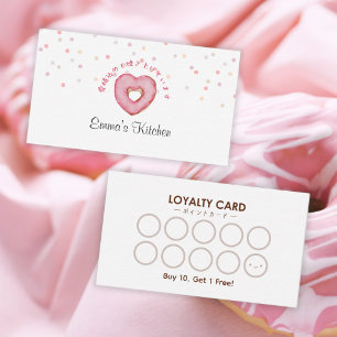 Visite Carte de fidélité de boulangerie Gâteau donut rose