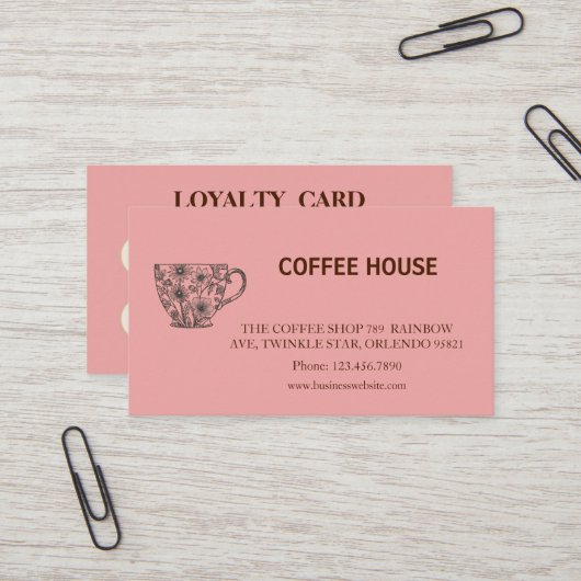 Visite Carte de fidélité de salon de café moderne simple (Devant/Arrière en situation)