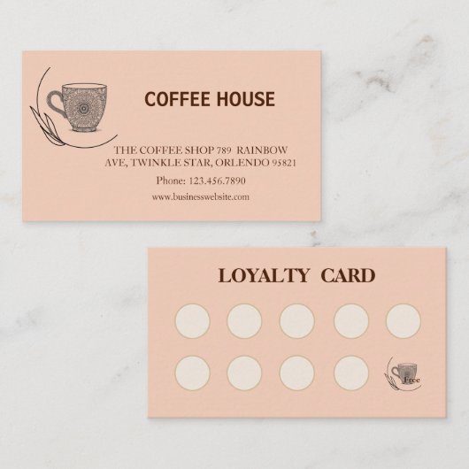 Visite Carte de fidélité de salon de café simple moderne (Devant / Derrière)