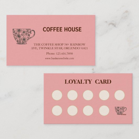Visite Carte de fidélité de salon de café simple moderne (Devant / Derrière)