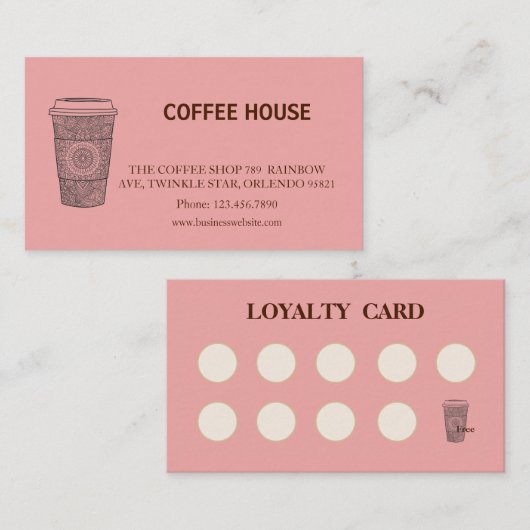 Visite Carte de fidélité de salon de café simple moderne (Devant / Derrière)