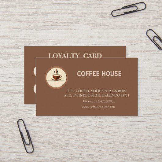 Visite Carte de fidélité de salon de café simple moderne (Devant/Arrière en situation)