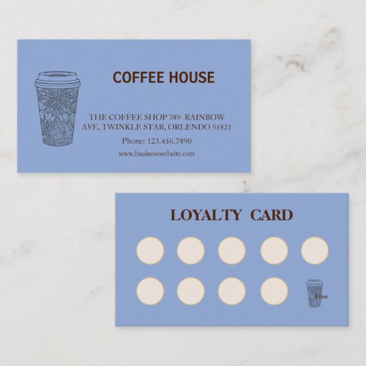 Visite Carte de fidélité de salon de café simple moderne (Devant / Derrière)