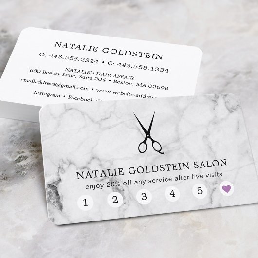 Visite Carte de fidélité de salon de coiffure aux ciseaux