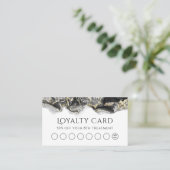 Visite carte de fidélité design marbré noir (Debout devant)