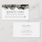 Visite carte de fidélité design marbré noir (Devant / Derrière)