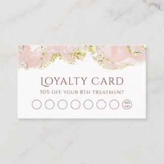 Visite carte de fidélité design marbré rose