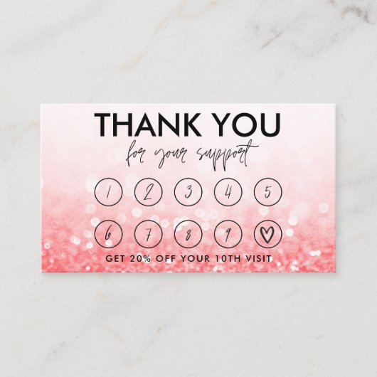 Visite Carte de fidélité du logo de maquillage rose chaud (Devant)