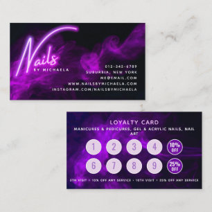 Visite Carte de fidélité du salon de manucure Purple Neon