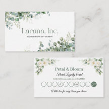 Carte de Fidélité Élégante Fleuriste Eucalyptus Ve