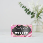 Visite carte de fidélité en feuille noire rose agate (Debout devant)