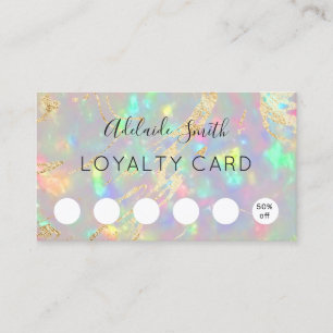 Visite carte de fidélité faux cristal iridescent opale