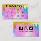 Visite Carte de fidélité Faux Holographic Maquillage Drip (Devant / Derrière)