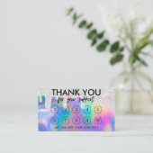 Visite Carte de fidélité Faux Holographic Maquillage Drip (Debout devant)