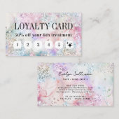 Visite Carte de fidélité Faux iridescente parties scintil (Devant / Derrière)