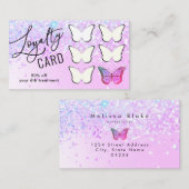 Visite carte de fidélité faux parties scintillant violet  (Devant / Derrière)