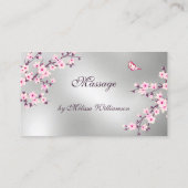 Visite Carte de Fidélité Fleur de Cerisier Rose Argent (Dos)
