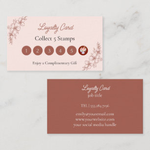 Visite Carte de fidélité florale en terre cuite rose blus