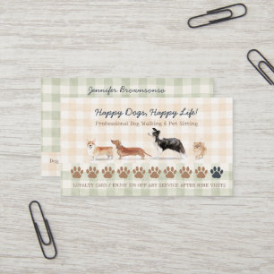 Visite Carte de fidélité Gingham de garde de chiens et de
