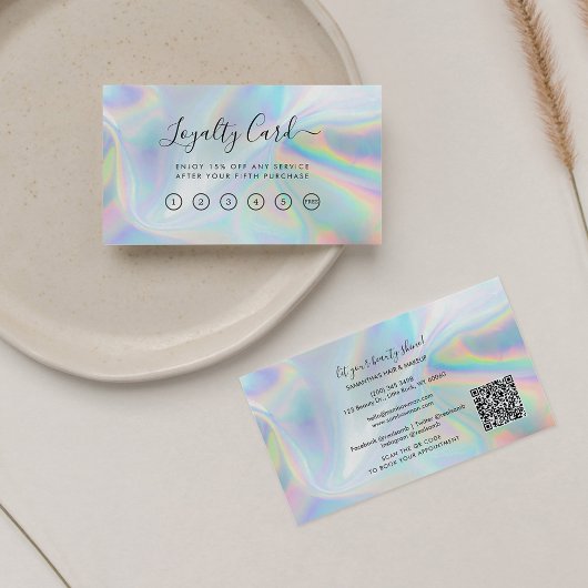Visite Carte de fidélité Holographique QR Code Beauticier