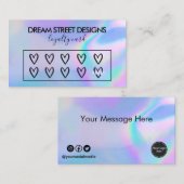 Visite Carte de fidélité Logo Faux Holographique Coeurs (Devant / Derrière)