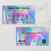Visite Carte de fidélité Logo Faux Holographique Coeurs (Devant / Derrière)