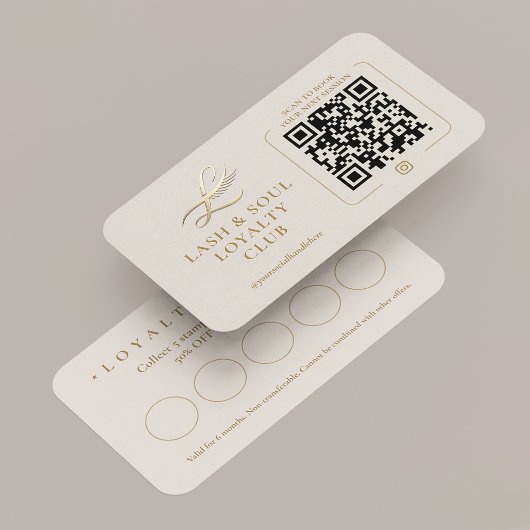 Visite Carte de fidélité Luxe Modern Lash Tech Sand Rewar