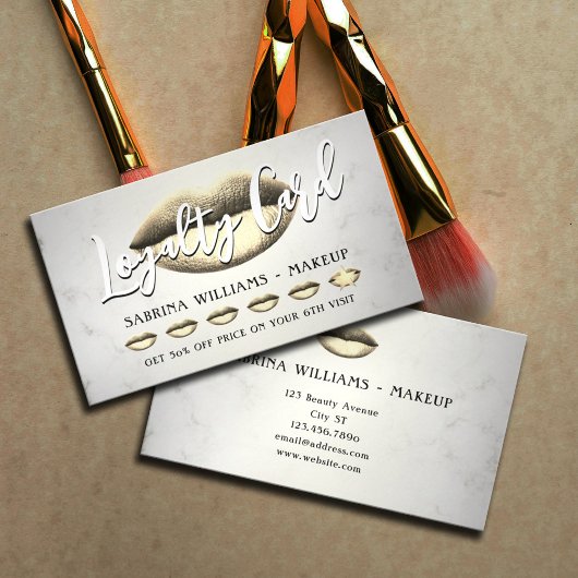 Visite Carte de fidélité maquillage des lèvres d'or