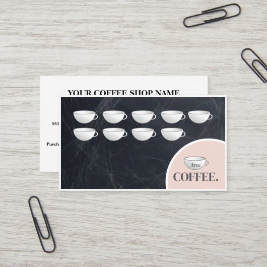 Visite Carte de fidélité moderne Black Chalkboard Café Cu (Devant/Arrière en situation)