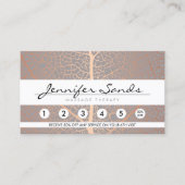 Visite Carte de fidélité Motif de feuille d'or Rose éléga (Devant)