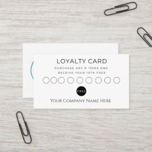 Visite Carte de Fidélité Noir Blanc Logo Minimaliste Entr