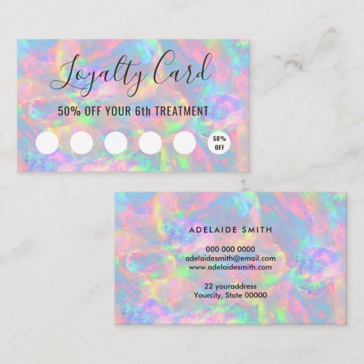 Visite carte de fidélité pastel opal texture (Devant / Derrière)