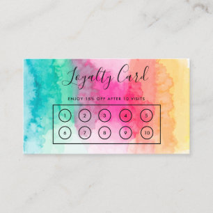 Visite Carte de fidélité personnalisée Rainbow Watercolor