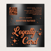 Visite Carte de fidélité pliée à la palette noire orange (Extérieur déplié)