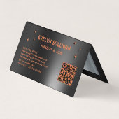 Visite Carte de fidélité pliée à la palette noire orange (Dos)