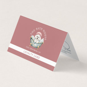 Visite Carte de fidélité pliée rose pour toiletteur de ch
