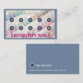 Visite Carte de fidélité pour salon de manucure bleue (Devant / Derrière)