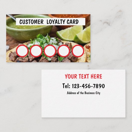 VISITE CARTE DE FIDÉLITÉ POUR TAQUERIA - CLIENT (Devant / Derrière)