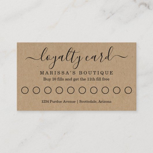 Visite Carte de fidélité professionnelle / carte de récom (Devant)