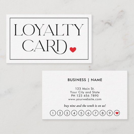 Visite Carte de Fidélité Professionnelle Moderne Élégante (Devant / Derrière)