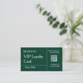 Visite Carte de fidélité QR Code élégante en menthe émera (Debout devant)