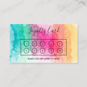 Visite Carte de fidélité Rainbow Watercolor