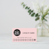 Visite Carte de Fidélité Récompense avec Logo Rose Pâle P (Debout devant)
