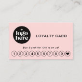 Visite Carte de Fidélité Récompense avec Logo Rose Pâle P (Devant)