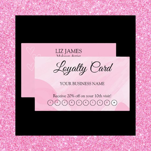 Visite Carte de fidélité rose avec code QR pour fidéliser